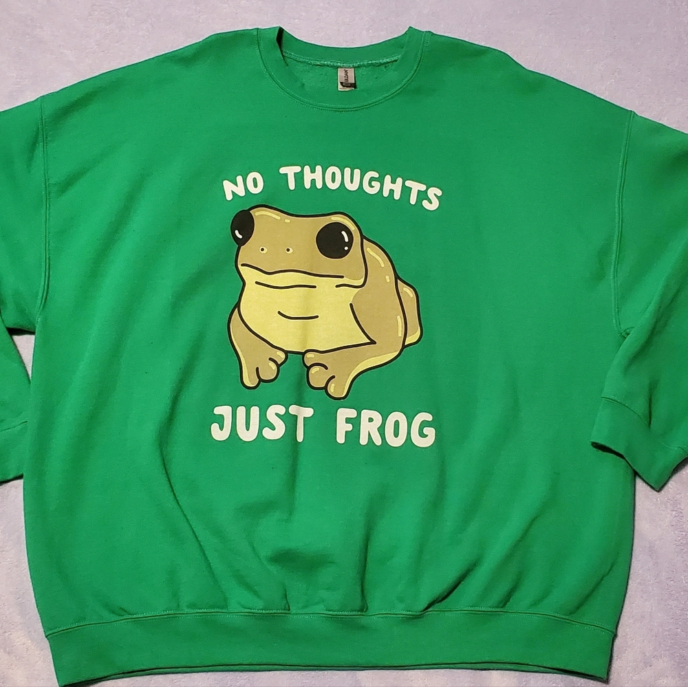 No Thoughts Just Frog Green Crewneck Sweatshirt, Sz XXXL